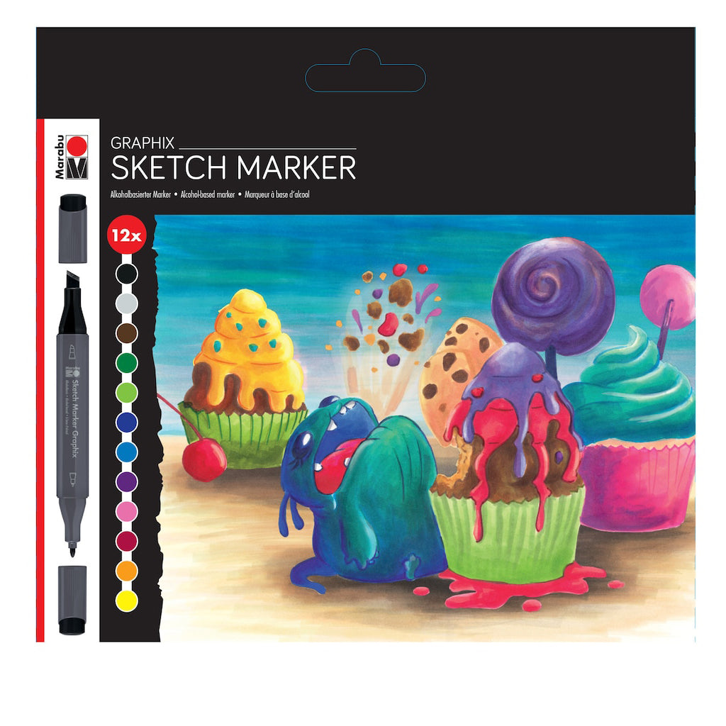 Marabu Graphix Sketch Marker Set - 12 Colors Sugarholic