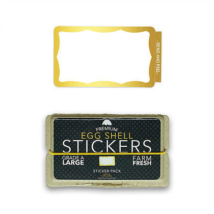 Egg Shell Sticker "Gold Wavy Border Blanks" Pack - 50pcs - InfamyArt