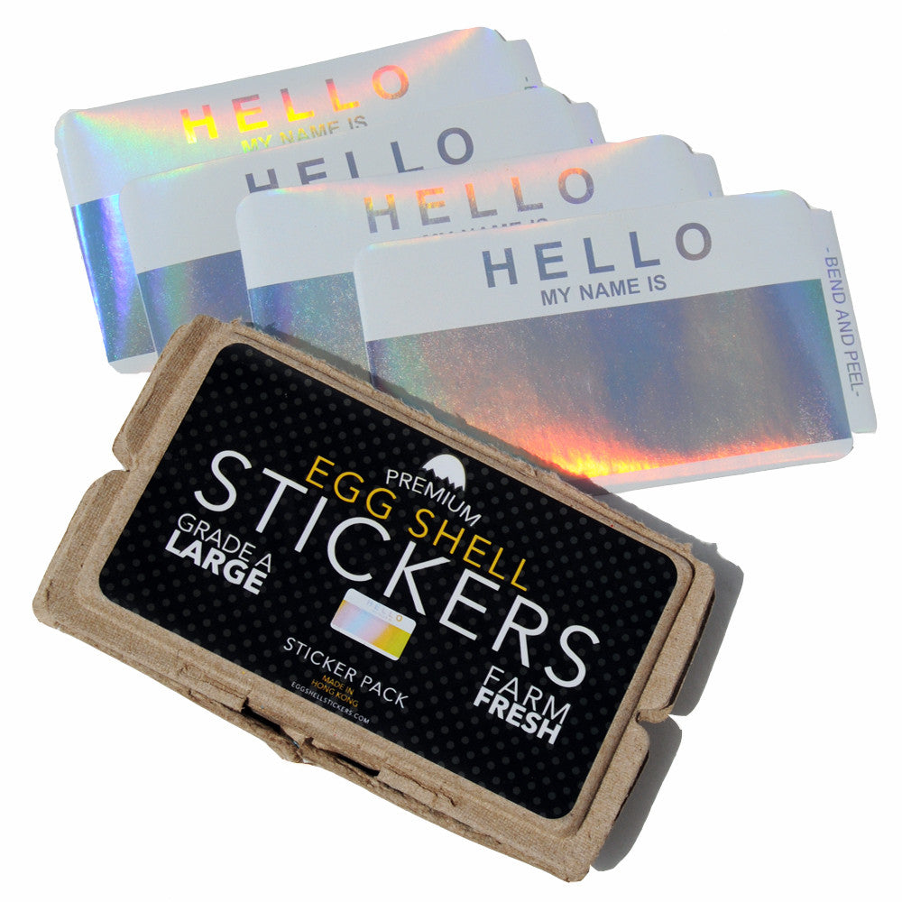 Egg Shell Sticker "Hello My Name Is Hologram Blanks" Pack - 50pcs - InfamyArt - 1