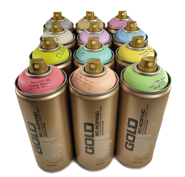 Montana GOLD 400ml Spray Paint 12 Pack - Pastel Colors