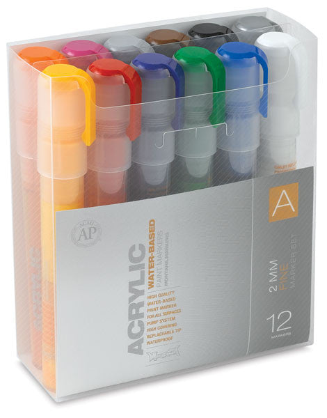 Frisk Acrylic Markers - 2mm Tip - Set Of 12 Colours