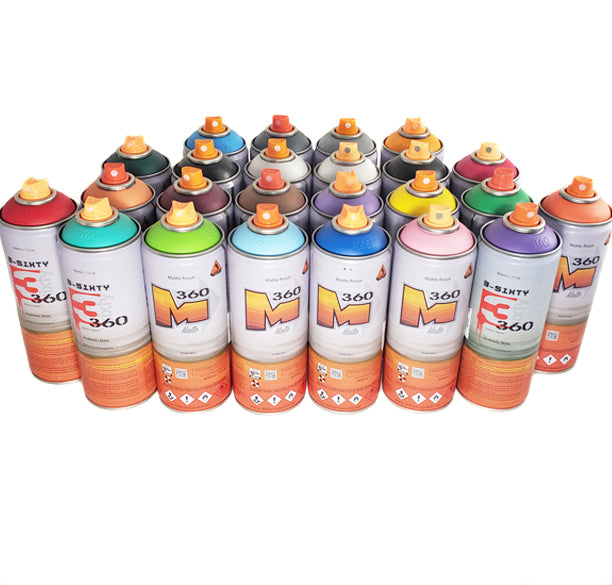 Montana Black 400ml Complete Artist Set of 24 Aerosol Spray Paint kit for  Professional Crafting Graffiti Street Art Murals and Stencils