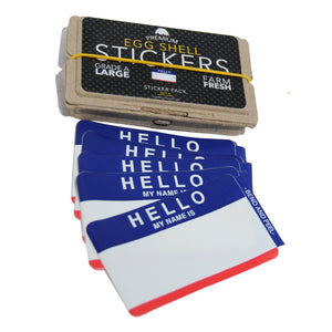 Egg Shell Sticker "Hello My Name Is" Red/Blue Blanks Pack - 80pcs - InfamyArt - 3