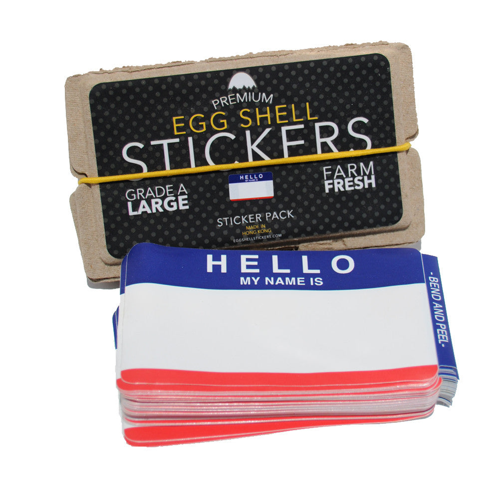 Egg Shell Sticker "Hello My Name Is" Red/Blue Blanks Pack - 80pcs - InfamyArt - 1