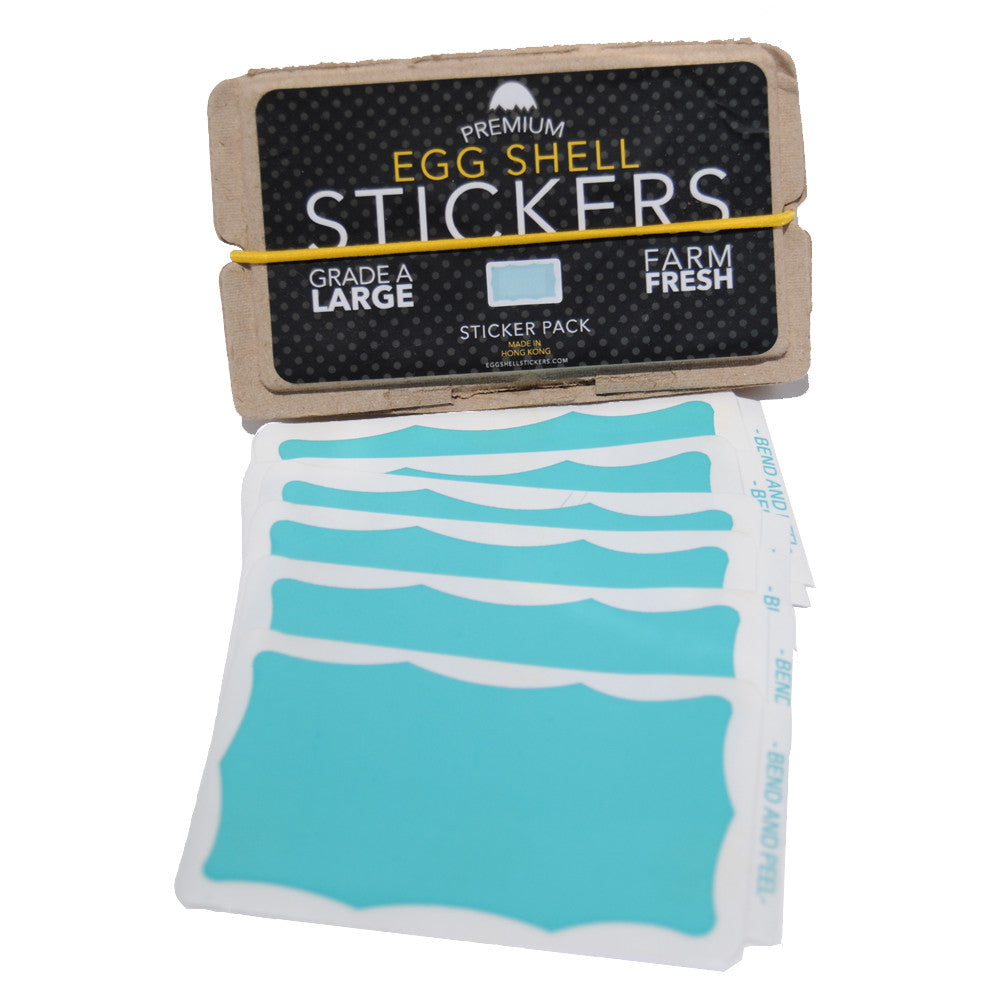 Egg Shell Sticker "Light Blue Wavy Border Blanks" Pack - 80pcs - InfamyArt - 3