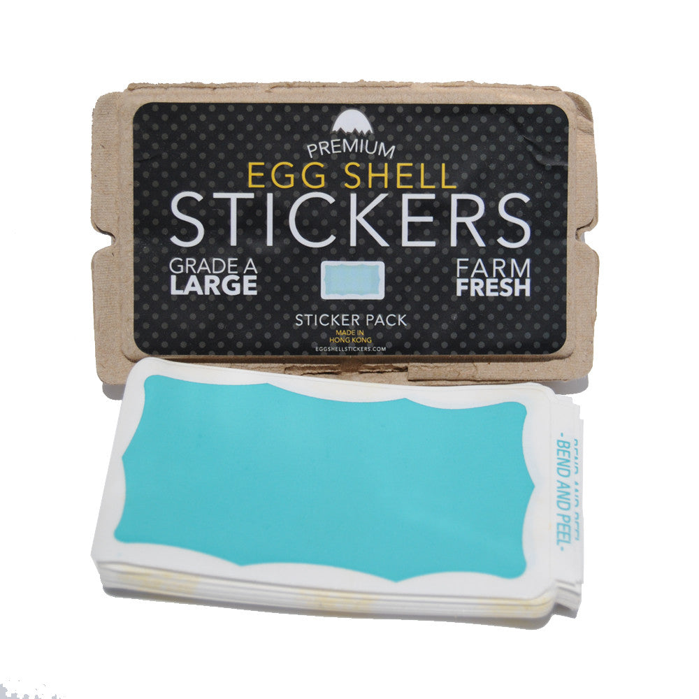 Egg Shell Sticker "Light Blue Wavy Border Blanks" Pack - 80pcs - InfamyArt - 1