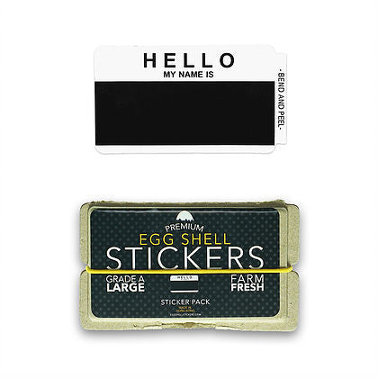 Egg Shell Sticker "Hello My Name Is" Black Blanks Pack - 80pcs - InfamyArt - 3