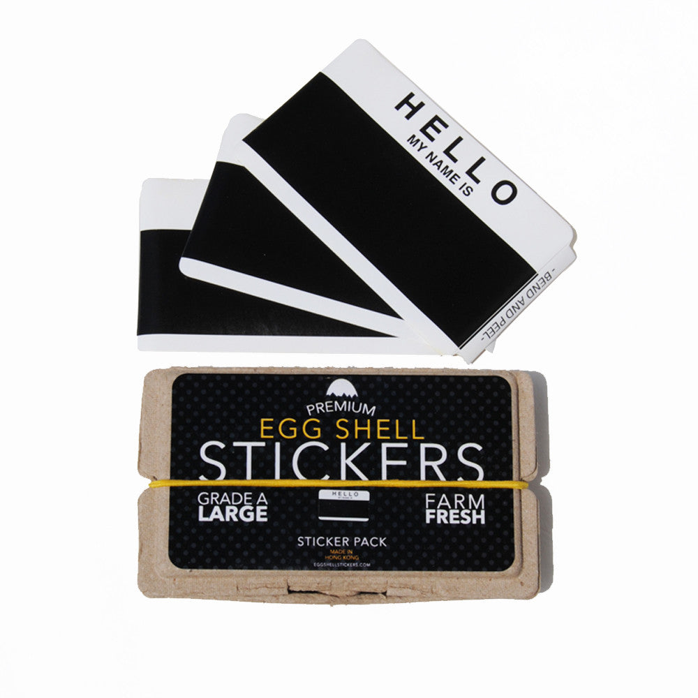 Egg Shell Sticker "Hello My Name Is" Black Blanks Pack - 80pcs - InfamyArt - 1