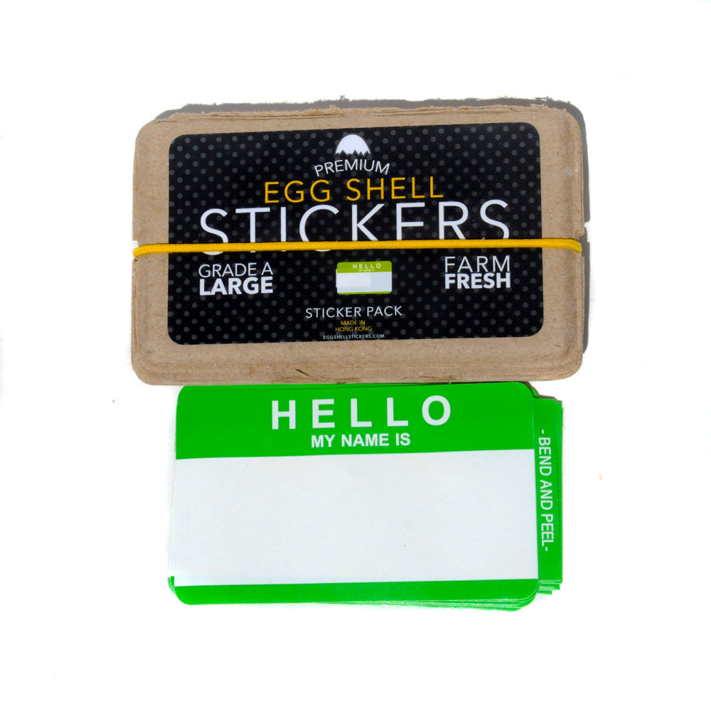 Egg Shell Sticker "Hello My Name Is" Green Blanks Pack - 80pcs