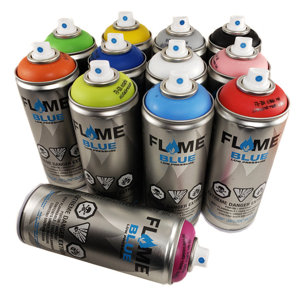 FLAME Blue by Molotow Low-Pressure Matte Graffiti Spray Paint - Set of 12  Main Colors : Arts, Crafts & Sewing 