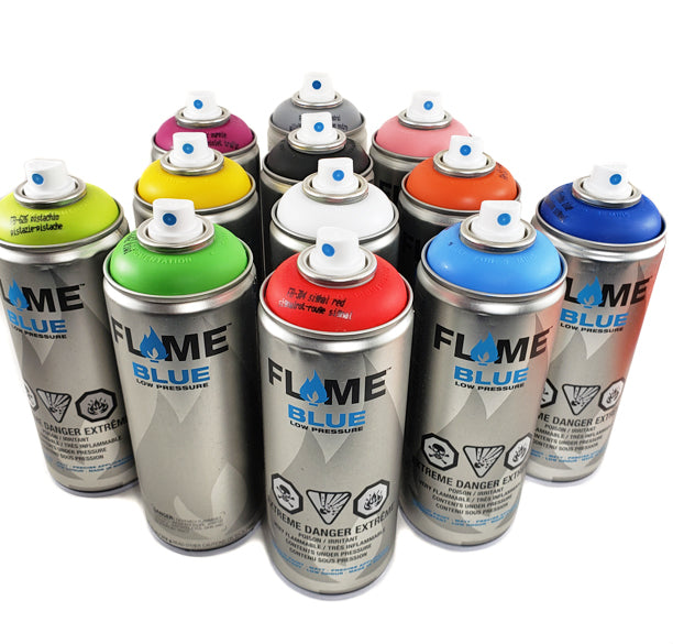 Flame Blue Low Pressure Spray Paint set of 12 Main Colors - InfamyArt