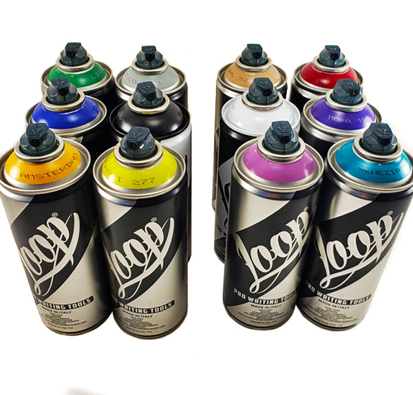 Loop Spray Paint Set of 12 400ml Cans Complementary Colors InfamyArt