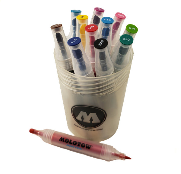 Molotow Aqua Twin 6mm/Soft Brush Complete Set 12 - InfamyArt