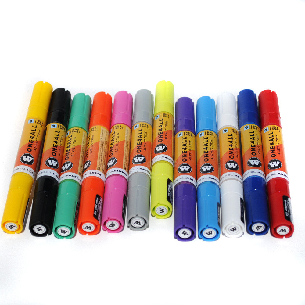 Molotow One4All Acrylic Twin Markers - Main Kit 1, Set of 12