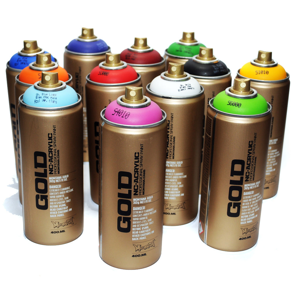Montana GOLD 400ml Spray Paint 12 Pack Standard Colors InfamyArt Montana GOLD 400ml Spray Paint 12 Pack Standard Colors InfamyArt