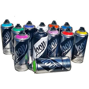 Loop Spray Paint Set of 12 400ml Cans - Popular Colors