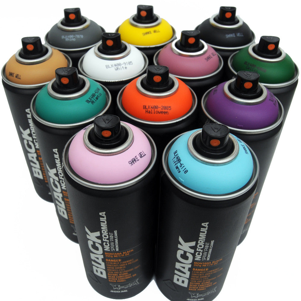 Montana BLACK 400ml Spray Paint 12 Pack - Alternative Colors