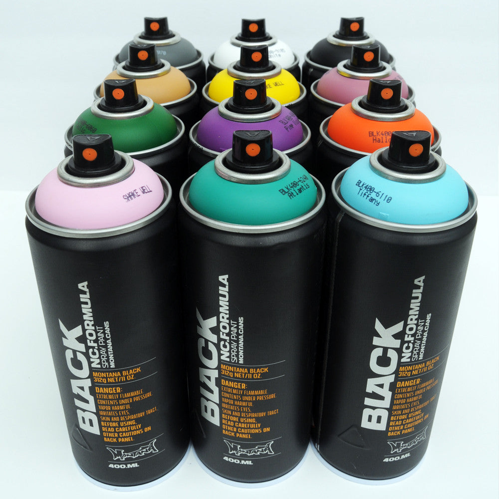 Montana BLACK 400ml Spray Paint 12 Pack - Alternative Colors - InfamyArt