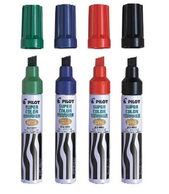Pilot Automotive PILOT Super Color Jumbo Refillable Permanent Markers, Red  Ink, Extra-Wide Chisel Point, 12-Pack (43300)