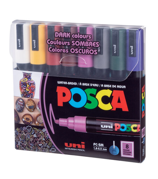 Uni Posca Paint Markers Set of 8 Dark Colors PC-5M