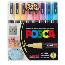 Uni Posca Paint Markers Set of 8 Soft Colors Pastel
